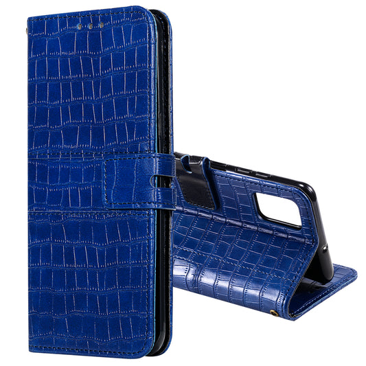 For Samsung Galaxy S20 FE/S20 Fan Edition/S20 FE 5G/S20 Fan Edition 5G/S20 Lite/S20 FE 2022 Crocodile Skin PU Leather Wallet Phone Case - Blue