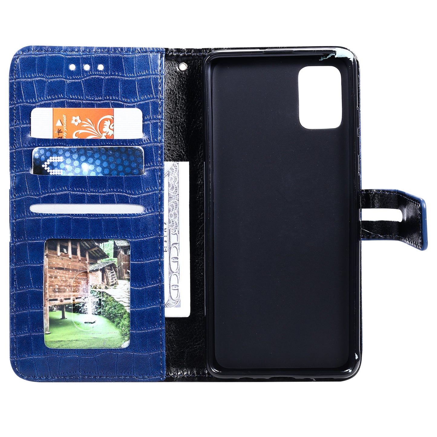 For Samsung Galaxy S20 FE/S20 Fan Edition/S20 FE 5G/S20 Fan Edition 5G/S20 Lite/S20 FE 2022 Crocodile Skin PU Leather Wallet Phone Case - Blue