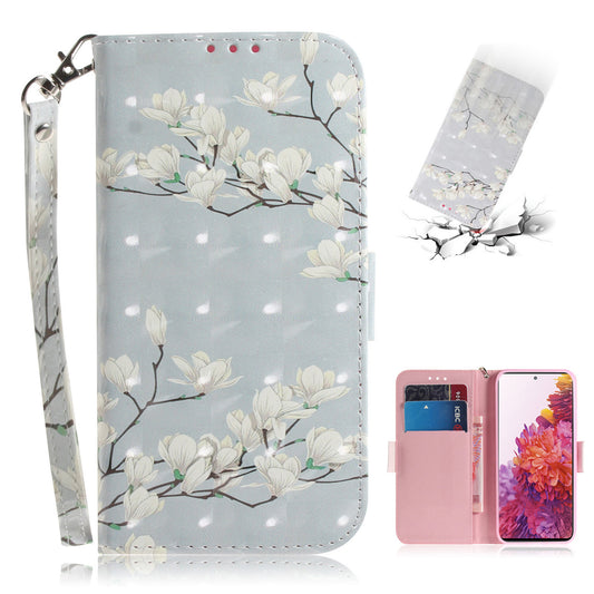 For Samsung Galaxy S20 FE/S20 Fan Edition/S20 FE 5G/S20 Fan Edition 5G/S20 Lite/S20 FE 2022 Light Spot Decor Pattern Printing Wallet Stand Leather Phone Case with Strap - Flower