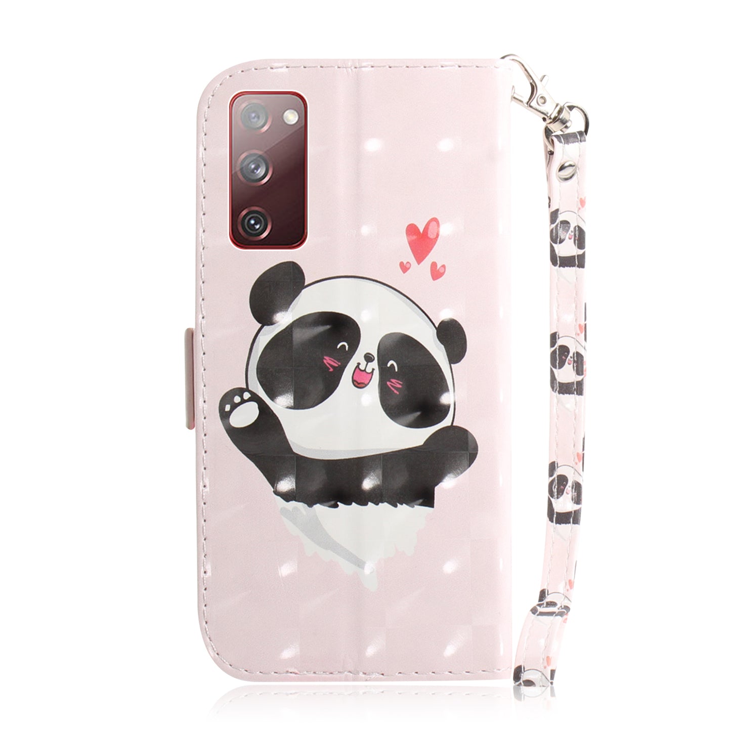 For Samsung Galaxy S20 FE/S20 Fan Edition/S20 FE 5G/S20 Fan Edition 5G/S20 Lite/S20 FE 2022 Light Spot Decor Pattern Printing Wallet Stand Leather Phone Case with Strap - Panda