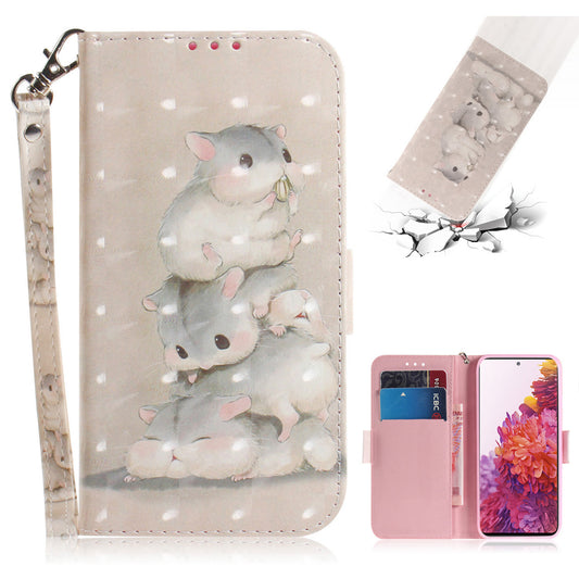 For Samsung Galaxy S20 FE/S20 Fan Edition/S20 FE 5G/S20 Fan Edition 5G/S20 Lite/S20 FE 2022 Light Spot Decor Pattern Printing Wallet Stand Leather Phone Case with Strap - Hamster