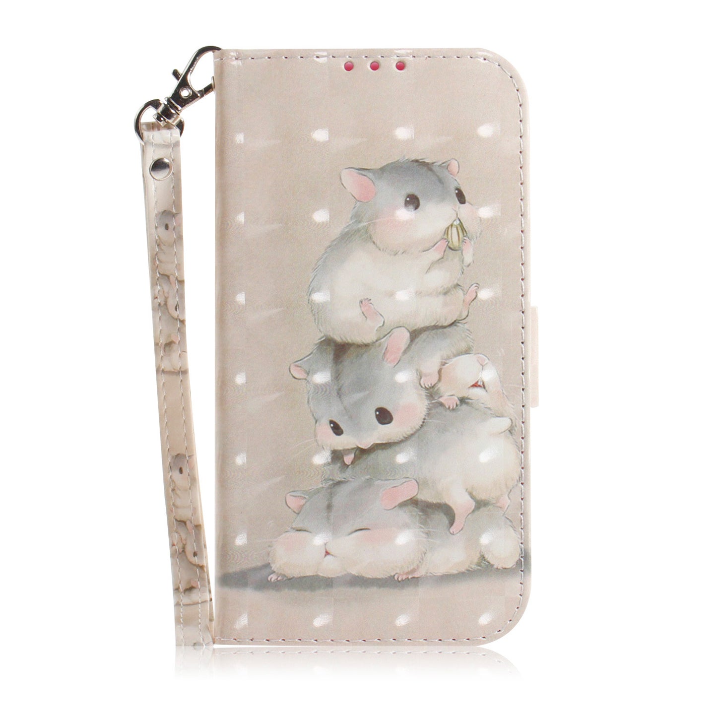 For Samsung Galaxy S20 FE/S20 Fan Edition/S20 FE 5G/S20 Fan Edition 5G/S20 Lite/S20 FE 2022 Light Spot Decor Pattern Printing Wallet Stand Leather Phone Case with Strap - Hamster