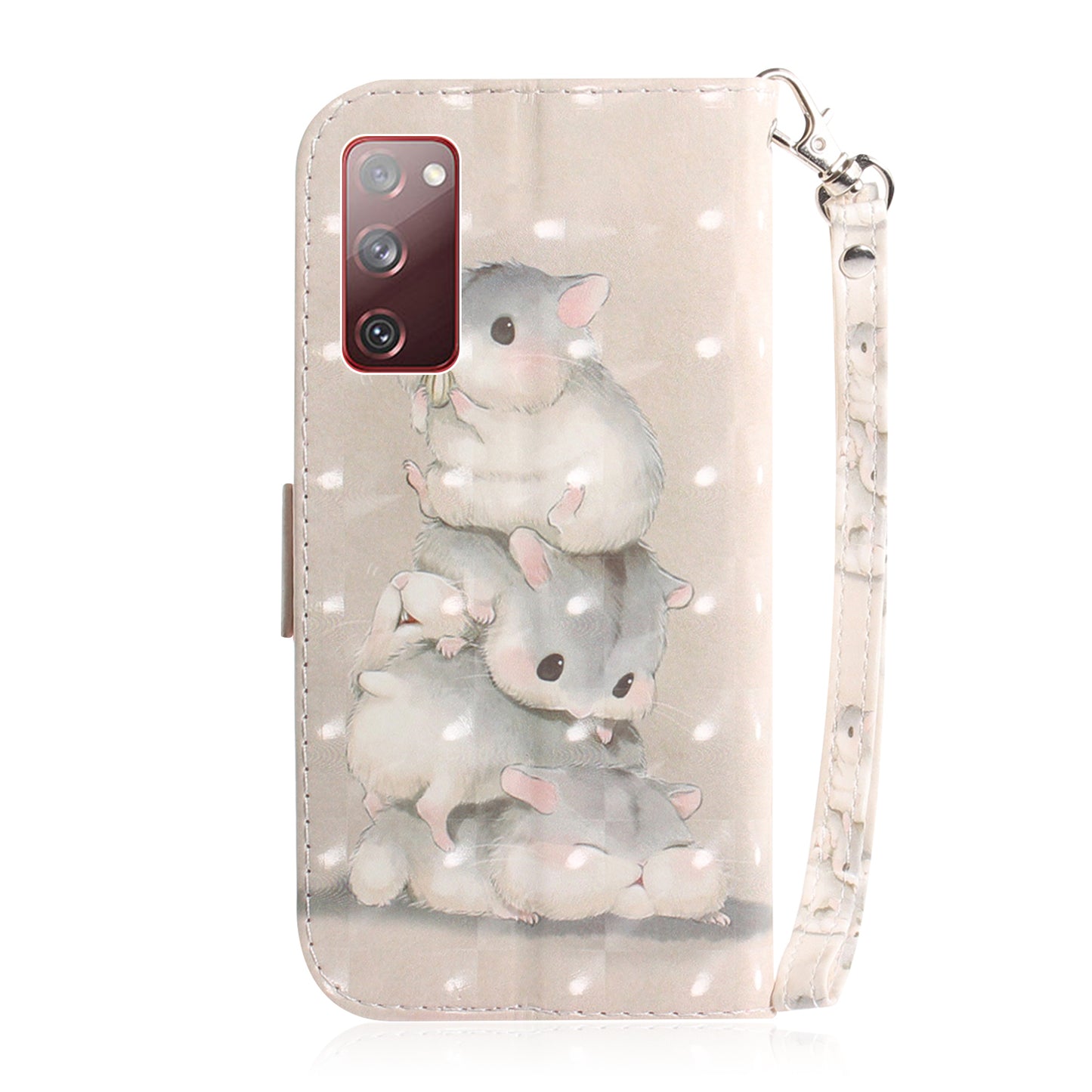 For Samsung Galaxy S20 FE/S20 Fan Edition/S20 FE 5G/S20 Fan Edition 5G/S20 Lite/S20 FE 2022 Light Spot Decor Pattern Printing Wallet Stand Leather Phone Case with Strap - Hamster
