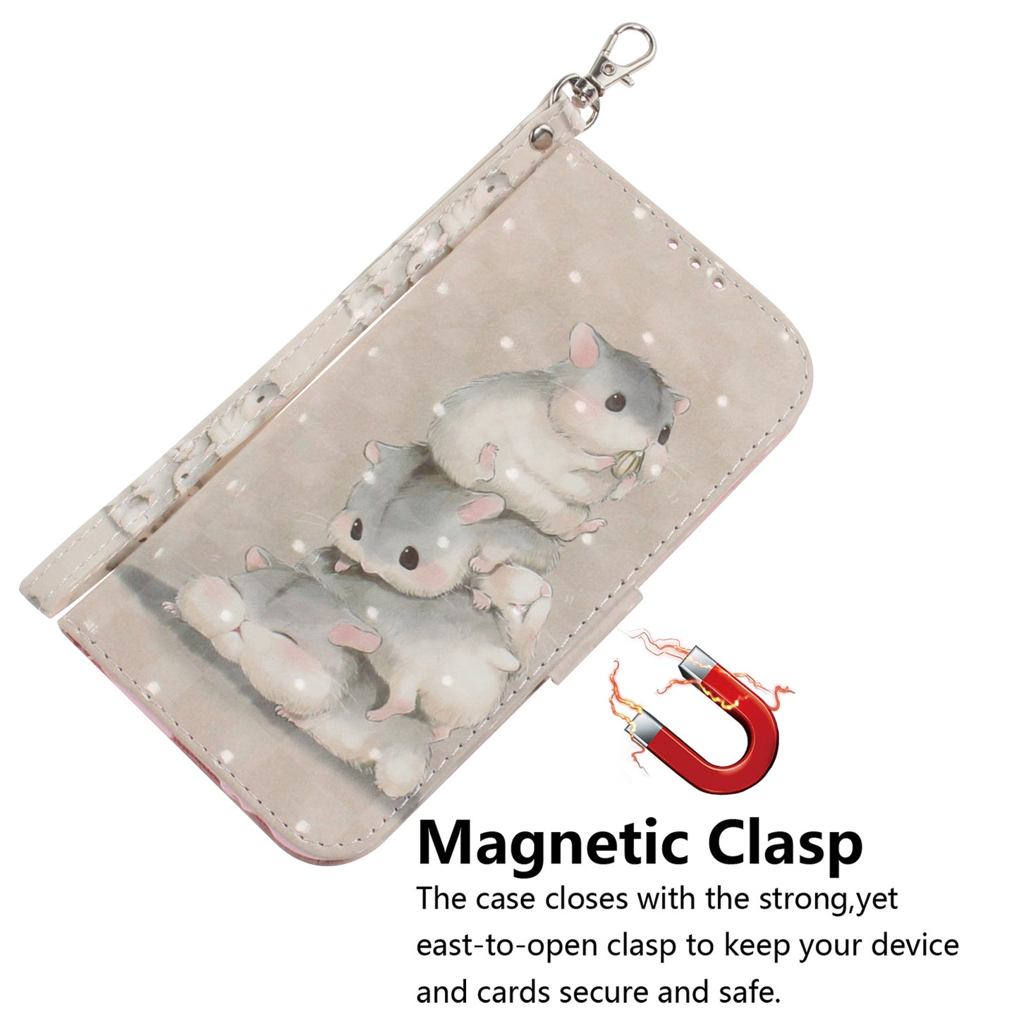 For Samsung Galaxy S20 FE/S20 Fan Edition/S20 FE 5G/S20 Fan Edition 5G/S20 Lite/S20 FE 2022 Light Spot Decor Pattern Printing Wallet Stand Leather Phone Case with Strap - Hamster