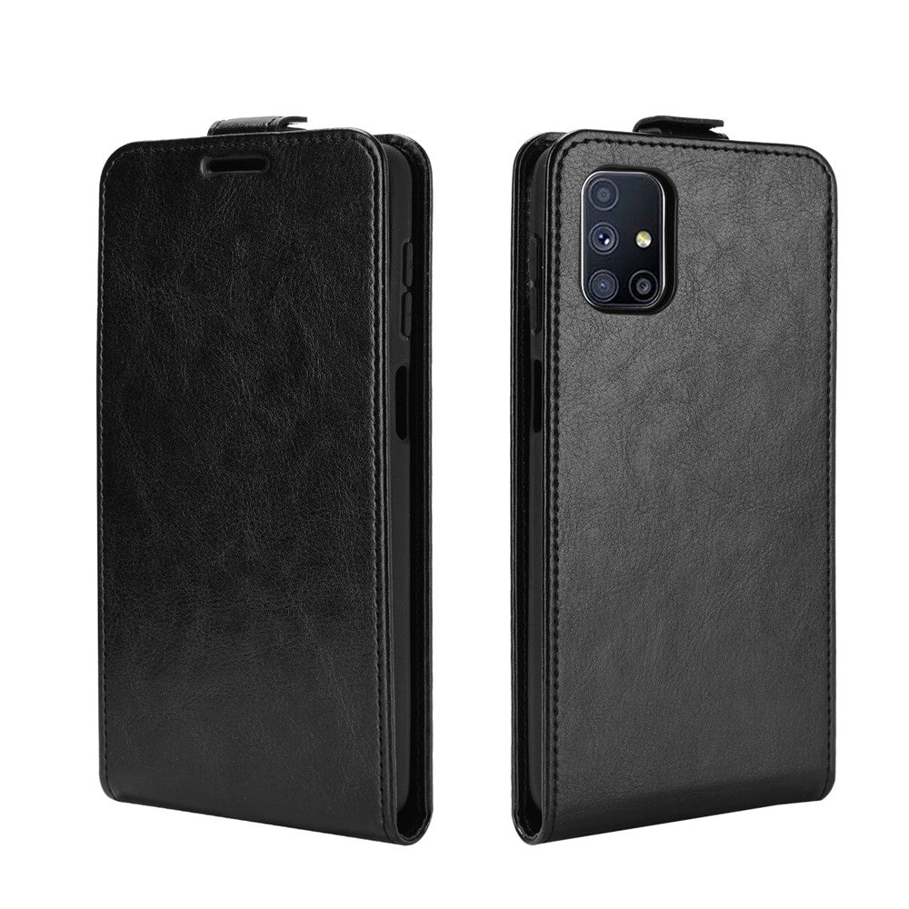 Crazy Horse Vertical Flip Phone Protective Shell for Samsung Galaxy M51 - Black