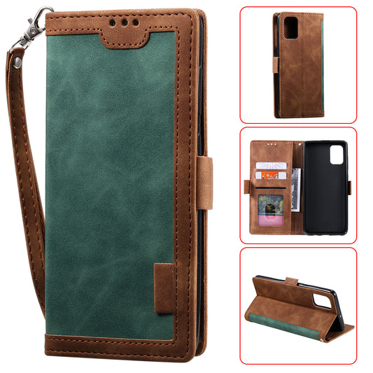 For Samsung Galaxy S20 FE/S20 Fan Edition/S20 FE 5G/S20 Fan Edition 5G/S20 Lite/S20 FE 2022 Vintage Splicing Style Wallet Stand Leather Cover Case - Green