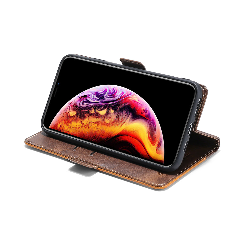 For Samsung Galaxy S20 FE/S20 Fan Edition/S20 FE 5G/S20 Fan Edition 5G/S20 Lite/S20 FE 2022 Contrast-Color Leather Wallet  Phone Cover Case with Side Buckle - Light Brown/Brown