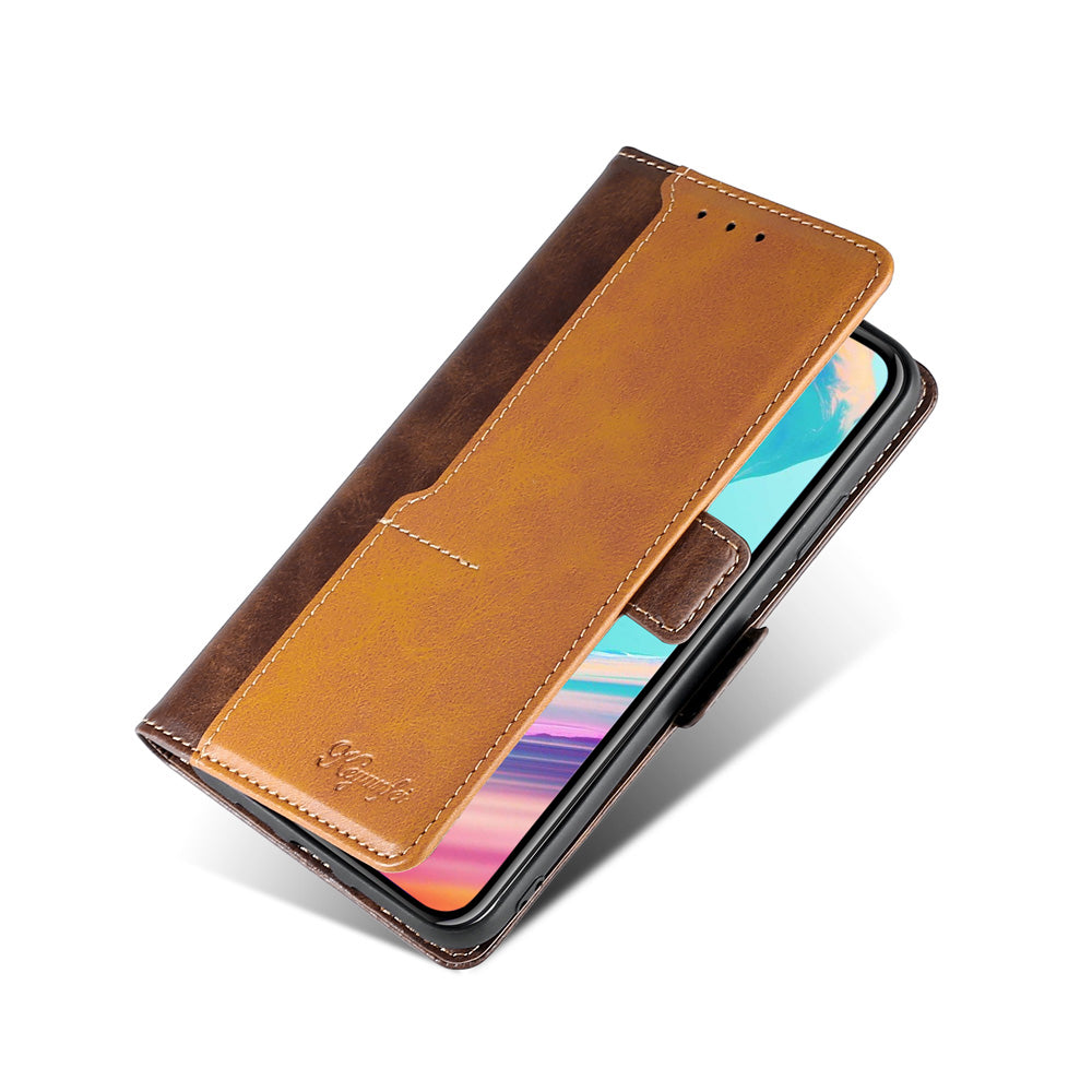 For Samsung Galaxy S20 FE/S20 Fan Edition/S20 FE 5G/S20 Fan Edition 5G/S20 Lite/S20 FE 2022 Contrast-Color Leather Wallet  Phone Cover Case with Side Buckle - Light Brown/Brown