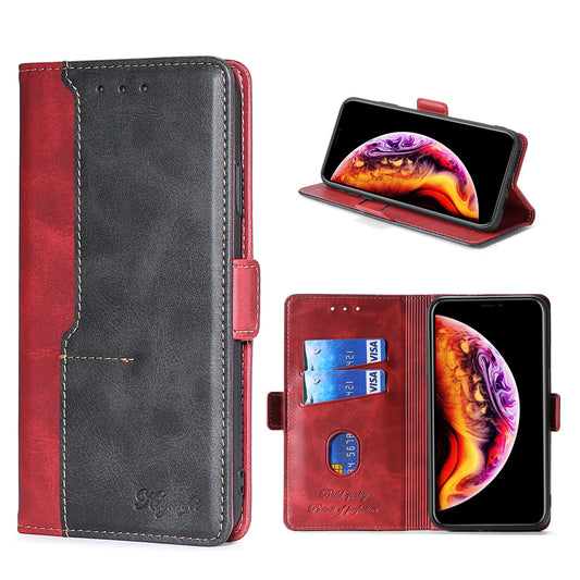 For Samsung Galaxy S20 FE/S20 Fan Edition/S20 FE 5G/S20 Fan Edition 5G/S20 Lite/S20 FE 2022 Contrast-Color Leather Wallet  Phone Cover Case with Side Buckle - Black/Red