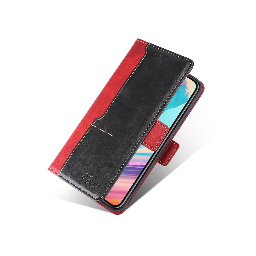 For Samsung Galaxy S20 FE/S20 Fan Edition/S20 FE 5G/S20 Fan Edition 5G/S20 Lite/S20 FE 2022 Contrast-Color Leather Wallet  Phone Cover Case with Side Buckle - Black/Red