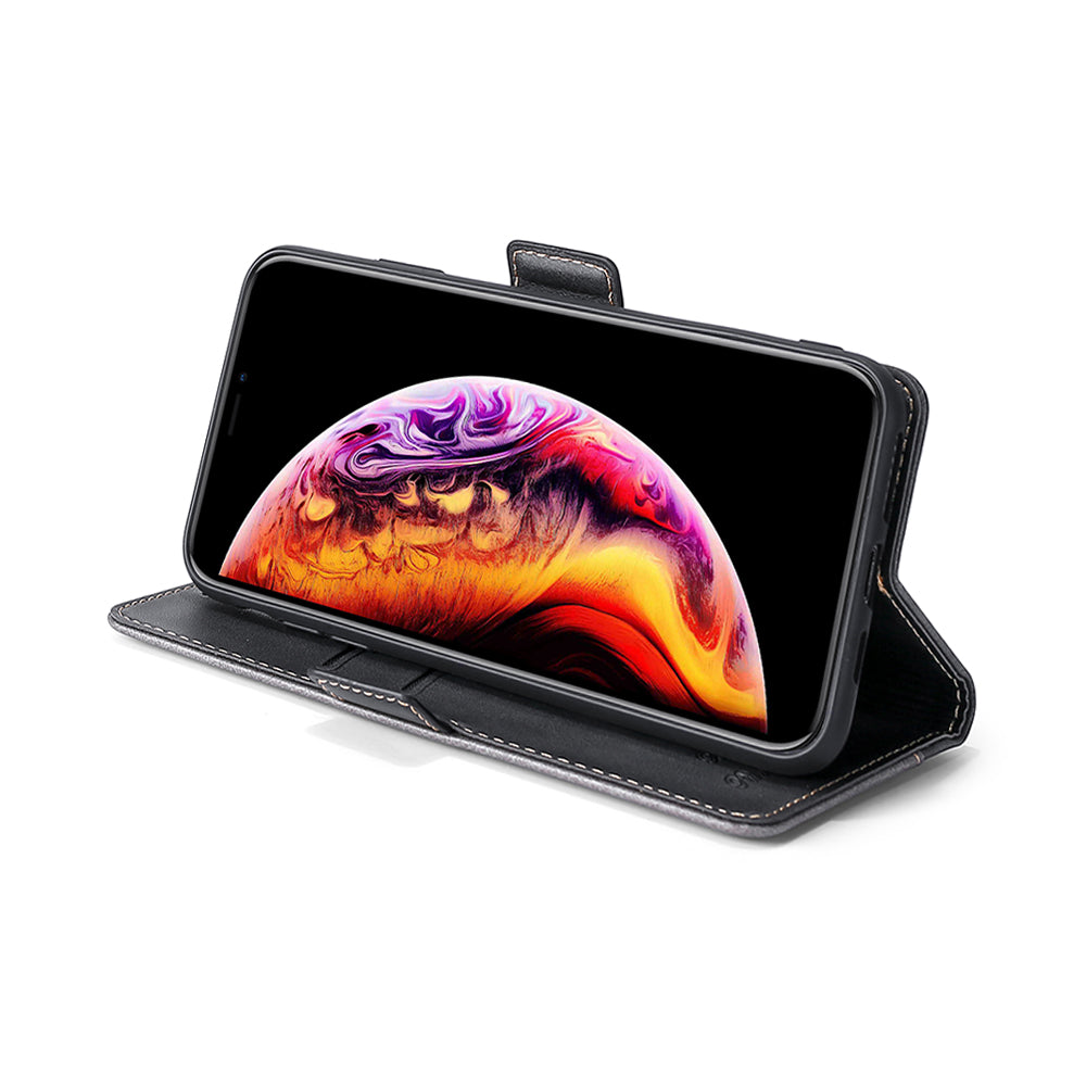 For Samsung Galaxy S20 FE/S20 Fan Edition/S20 FE 5G/S20 Fan Edition 5G/S20 Lite/S20 FE 2022 Contrast-Color Leather Wallet  Phone Cover Case with Side Buckle - Grey/Black