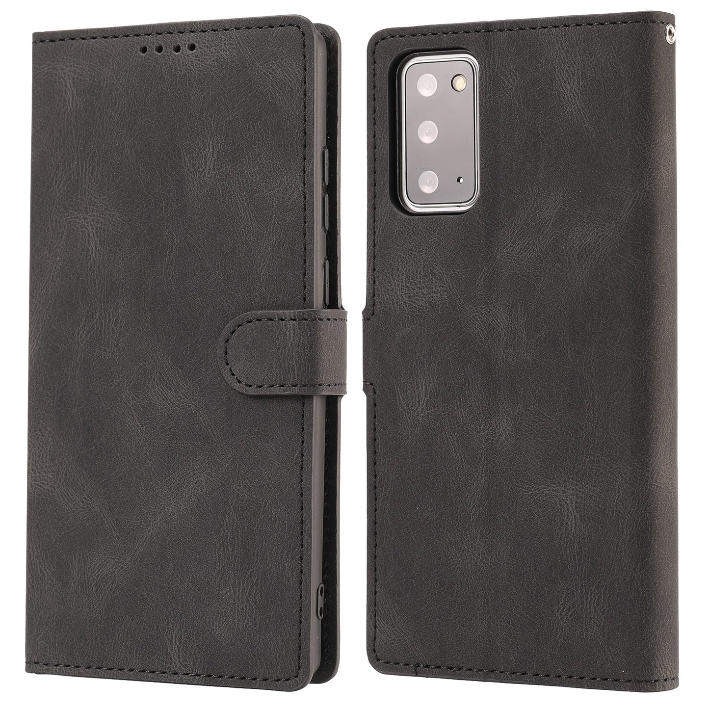 For Samsung Galaxy S20 FE/S20 Fan Edition/S20 FE 5G/S20 Fan Edition 5G/S20 Lite/S20 FE 2022 Classic Style PU Leather Phone Cover Shell with Wallet and Stand - Black