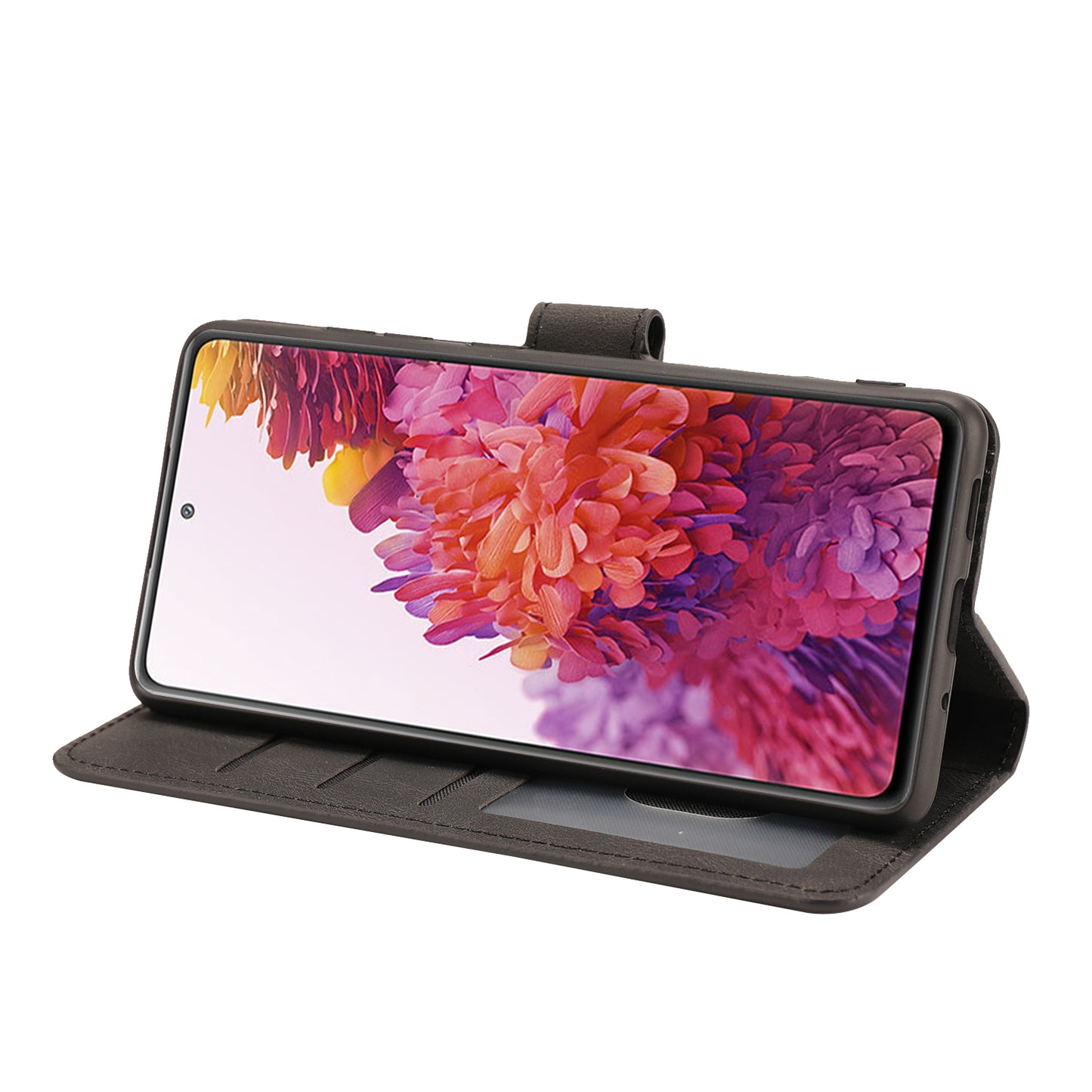 For Samsung Galaxy S20 FE/S20 Fan Edition/S20 FE 5G/S20 Fan Edition 5G/S20 Lite/S20 FE 2022 Classic Style PU Leather Phone Cover Shell with Wallet and Stand - Black