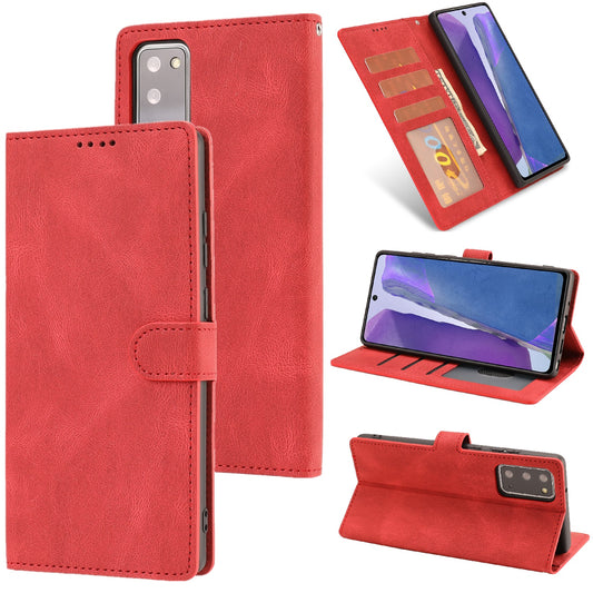 For Samsung Galaxy S20 FE/S20 Fan Edition/S20 FE 5G/S20 Fan Edition 5G/S20 Lite/S20 FE 2022 Classic Style PU Leather Phone Cover Shell with Wallet and Stand - Red