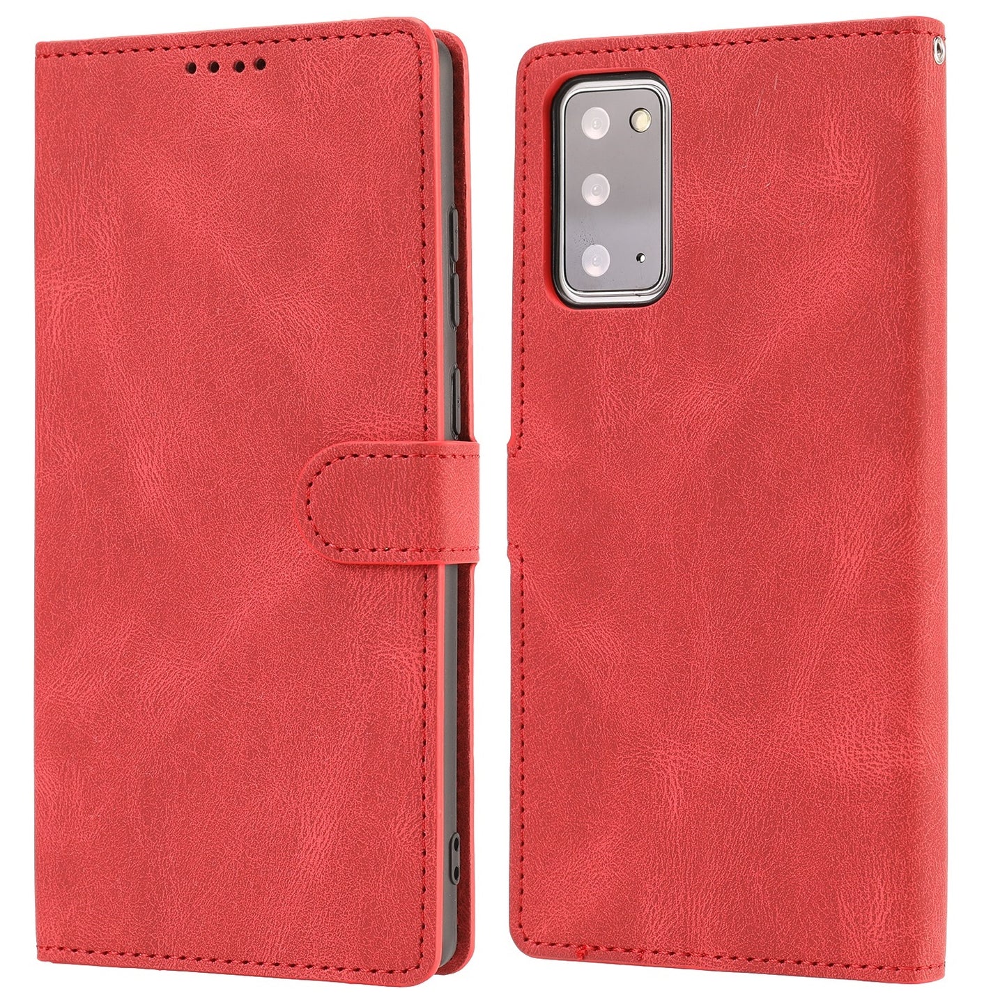 For Samsung Galaxy S20 FE/S20 Fan Edition/S20 FE 5G/S20 Fan Edition 5G/S20 Lite/S20 FE 2022 Classic Style PU Leather Phone Cover Shell with Wallet and Stand - Red
