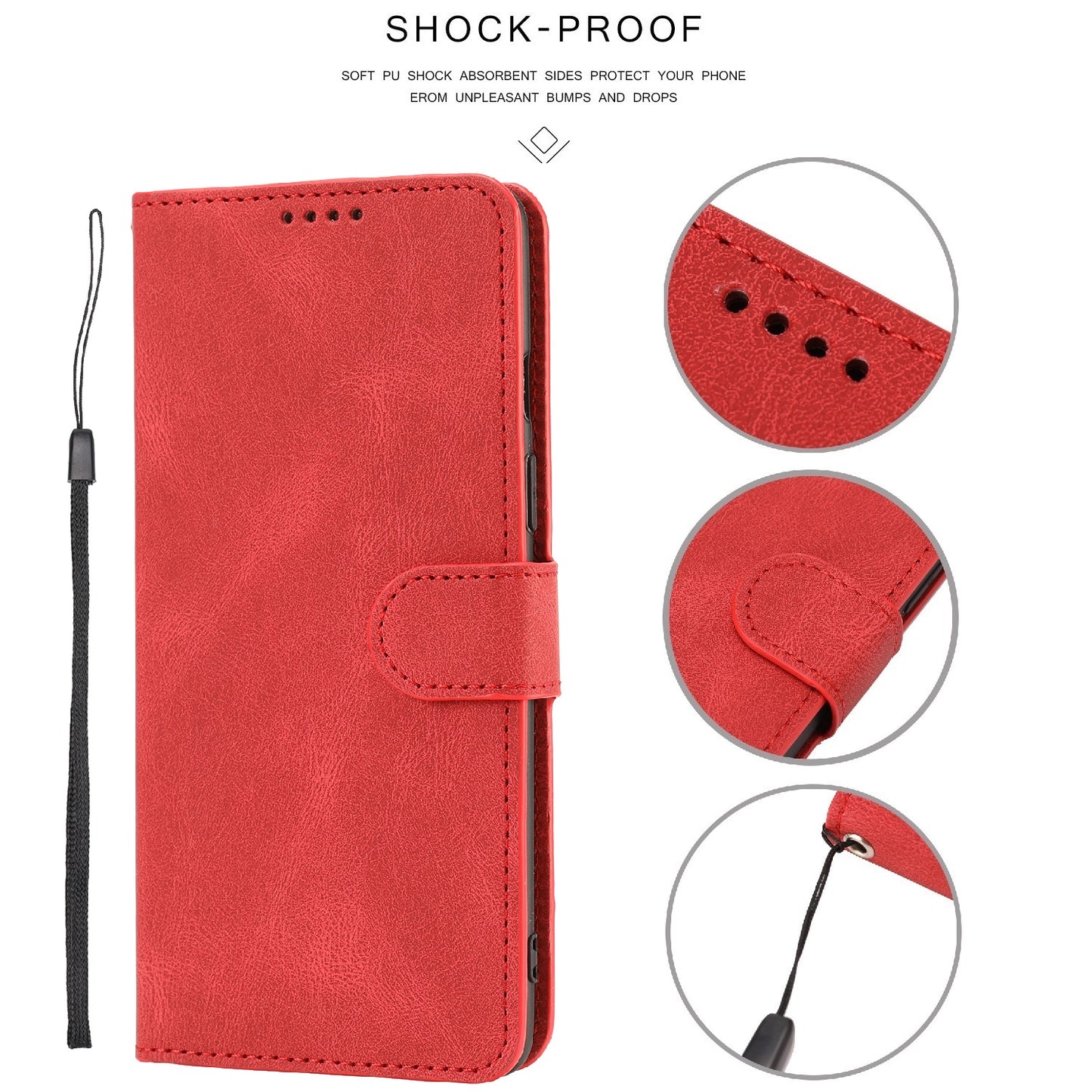 For Samsung Galaxy S20 FE/S20 Fan Edition/S20 FE 5G/S20 Fan Edition 5G/S20 Lite/S20 FE 2022 Classic Style PU Leather Phone Cover Shell with Wallet and Stand - Red