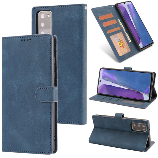 For Samsung Galaxy S20 FE/S20 Fan Edition/S20 FE 5G/S20 Fan Edition 5G/S20 Lite/S20 FE 2022 Classic Style PU Leather Phone Cover Shell with Wallet and Stand - Blue