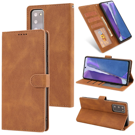 For Samsung Galaxy S20 FE/S20 Fan Edition/S20 FE 5G/S20 Fan Edition 5G/S20 Lite/S20 FE 2022 Classic Style PU Leather Phone Cover Shell with Wallet and Stand - Light Brown