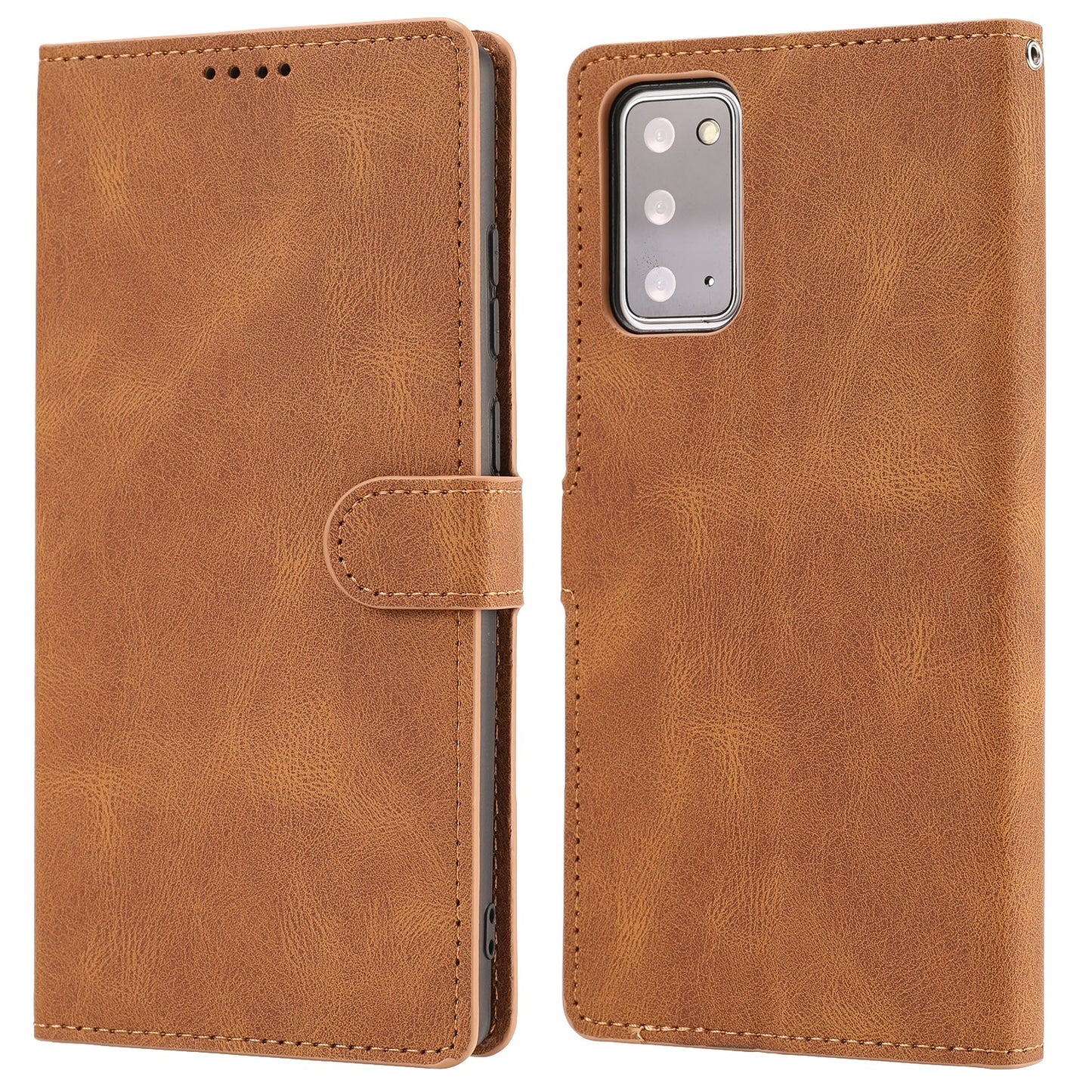 For Samsung Galaxy S20 FE/S20 Fan Edition/S20 FE 5G/S20 Fan Edition 5G/S20 Lite/S20 FE 2022 Classic Style PU Leather Phone Cover Shell with Wallet and Stand - Light Brown