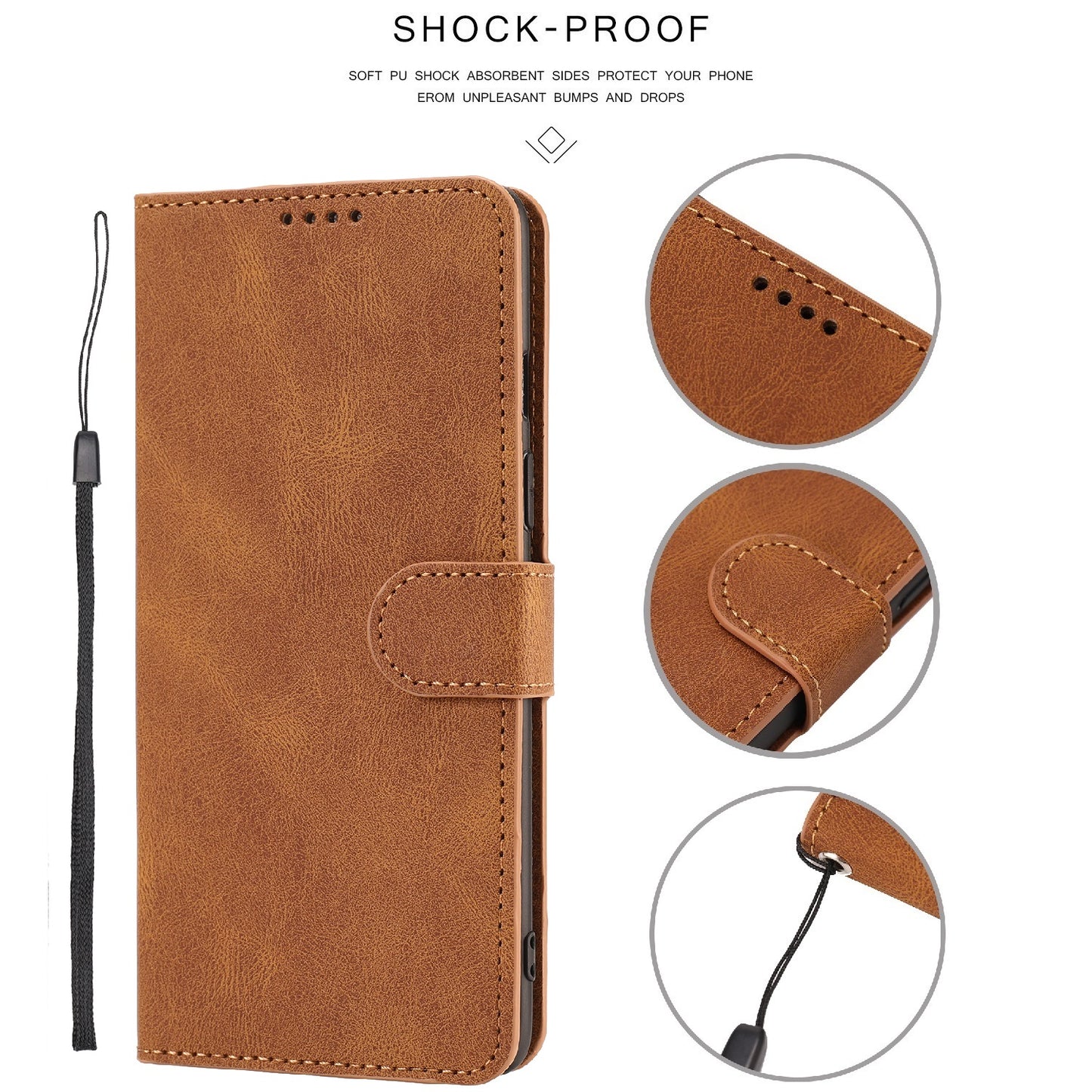 For Samsung Galaxy S20 FE/S20 Fan Edition/S20 FE 5G/S20 Fan Edition 5G/S20 Lite/S20 FE 2022 Classic Style PU Leather Phone Cover Shell with Wallet and Stand - Light Brown