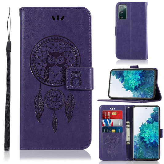 For Samsung Galaxy S20 FE/S20 Fan Edition/S20 FE 5G/S20 Fan Edition 5G/S20 Lite/S20 FE 2022 Imprinted Dream Catcher Owl Leather Wallet