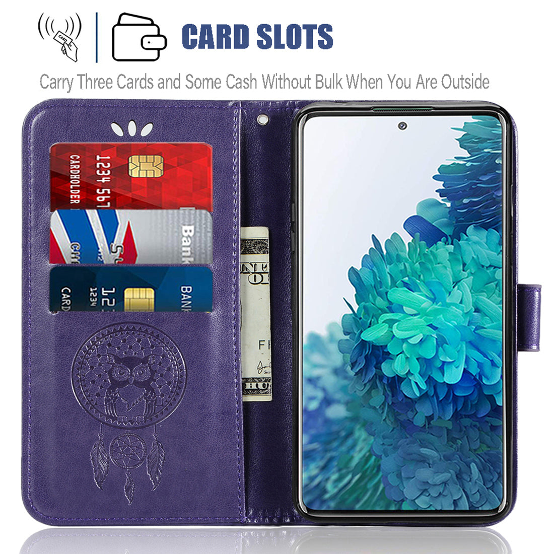 For Samsung Galaxy S20 FE/S20 Fan Edition/S20 FE 5G/S20 Fan Edition 5G/S20 Lite/S20 FE 2022 Imprinted Dream Catcher Owl Leather Wallet