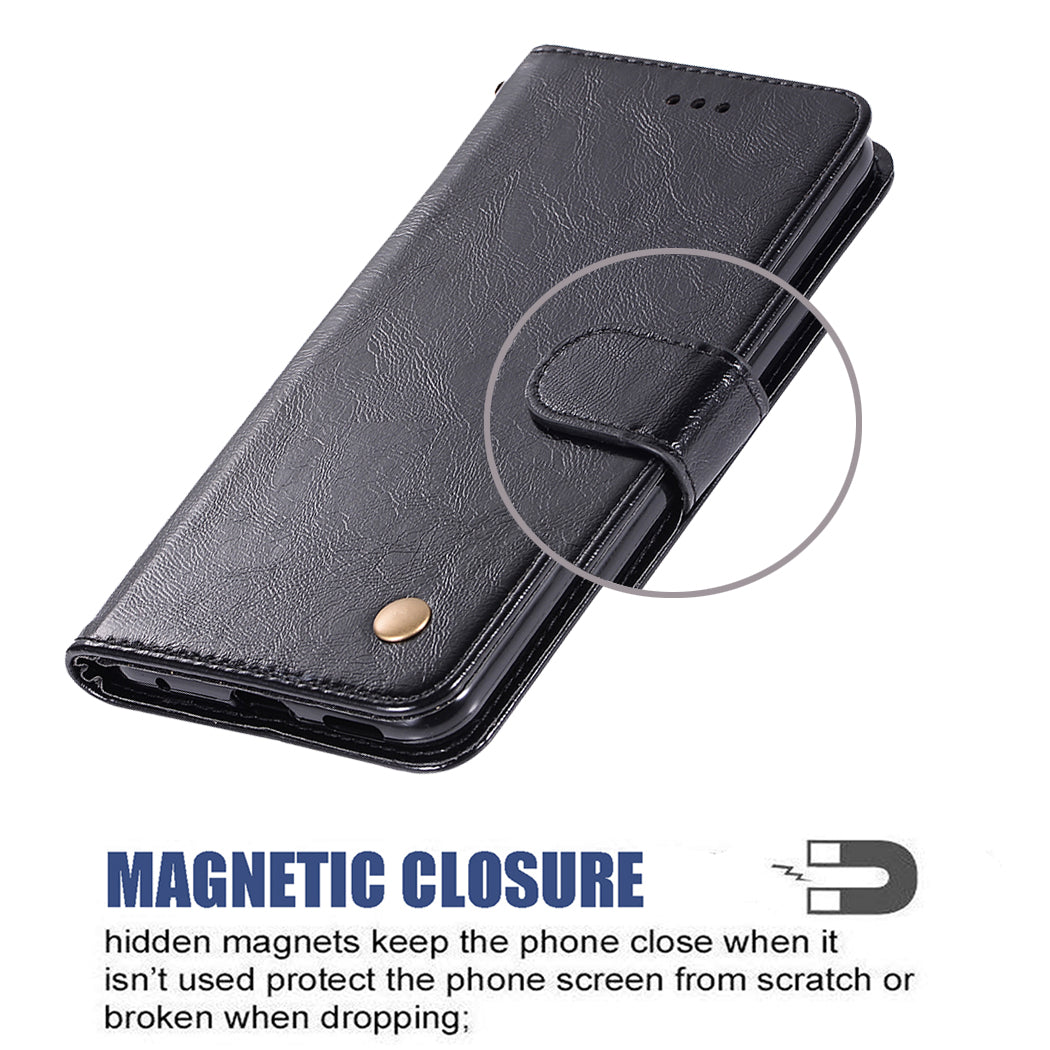 For Samsung Galaxy S20 FE/S20 Fan Edition/S20 FE 5G/S20 Fan Edition 5G/S20 Lite/S20 FE 2022 Wallet Stand Leather Vintage Style Cell Phone Cover Case - Black