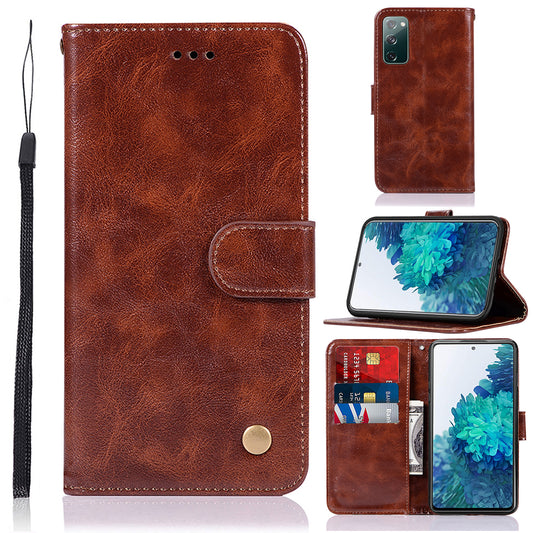 For Samsung Galaxy S20 FE/S20 Fan Edition/S20 FE 5G/S20 Fan Edition 5G/S20 Lite/S20 FE 2022 Wallet Stand Leather Vintage Style Cell Phone Cover Case - Brown