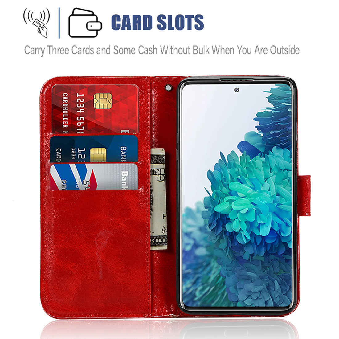 For Samsung Galaxy S20 FE/S20 Fan Edition/S20 FE 5G/S20 Fan Edition 5G/S20 Lite/S20 FE 2022 Wallet Stand Leather Vintage Style Cell Phone Cover Case - Red