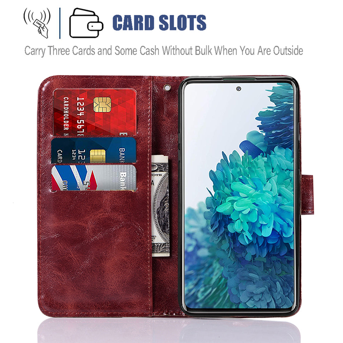 For Samsung Galaxy S20 FE/S20 Fan Edition/S20 FE 5G/S20 Fan Edition 5G/S20 Lite/S20 FE 2022 Wallet Stand Leather Vintage Style Cell Phone Cover Case - Wine Red