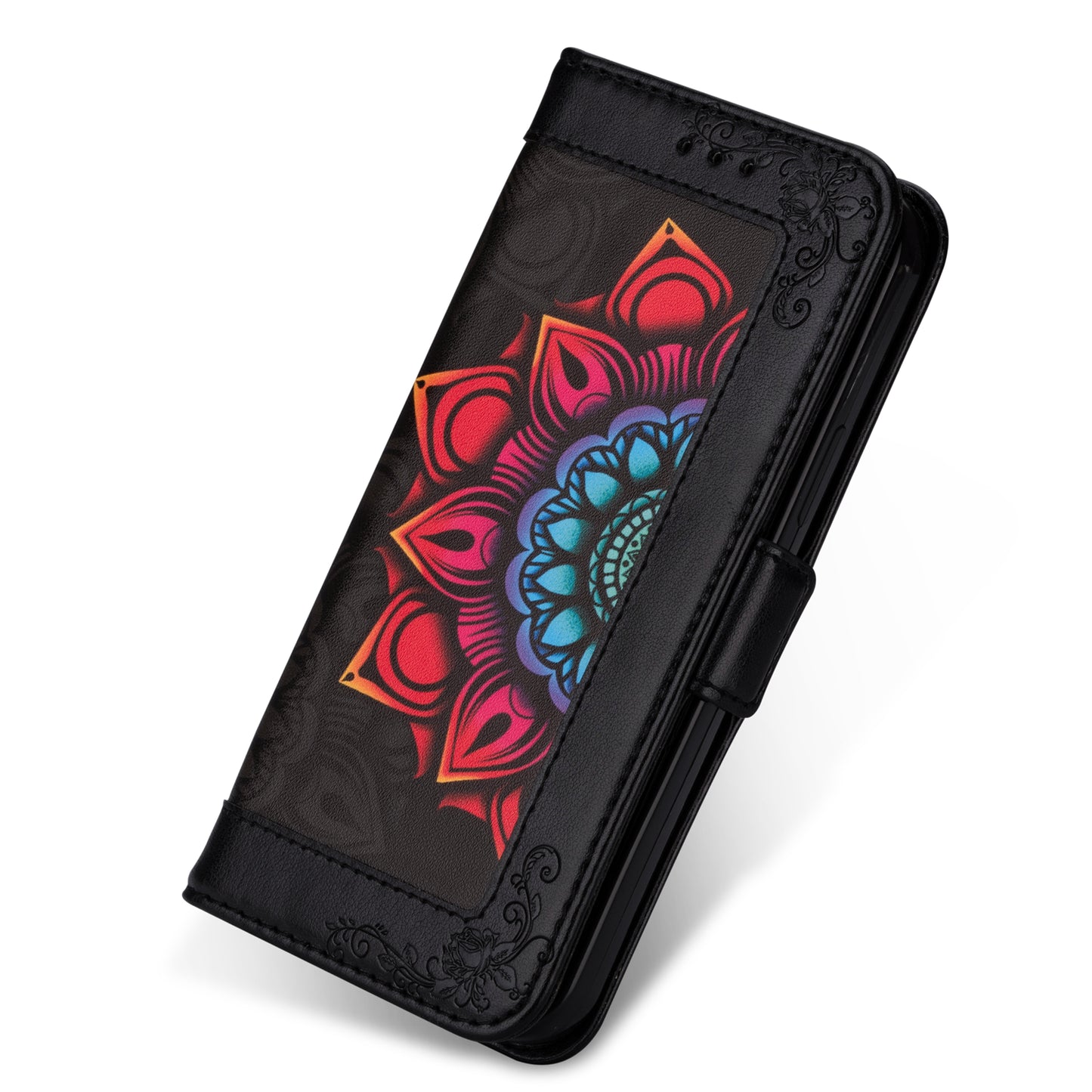 For Samsung Galaxy S20 FE/S20 Fan Edition/S20 FE 5G/S20 Fan Edition 5G/S20 Lite/S20 FE 2022 Flower Patterned PU Leather Wallet Stand Shell Cover - Black