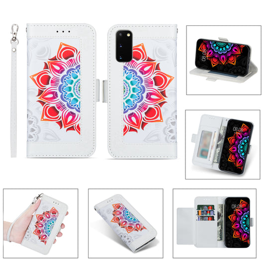 For Samsung Galaxy S20 FE/S20 Fan Edition/S20 FE 5G/S20 Fan Edition 5G/S20 Lite/S20 FE 2022 Flower Patterned PU Leather Wallet Stand Shell Cover - White