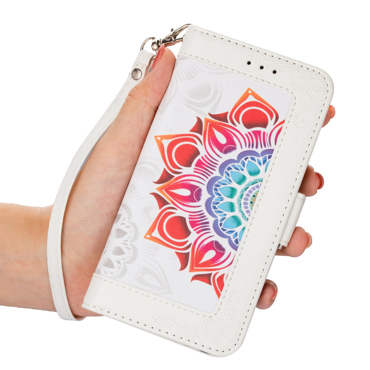 For Samsung Galaxy S20 FE/S20 Fan Edition/S20 FE 5G/S20 Fan Edition 5G/S20 Lite/S20 FE 2022 Flower Patterned PU Leather Wallet Stand Shell Cover - White