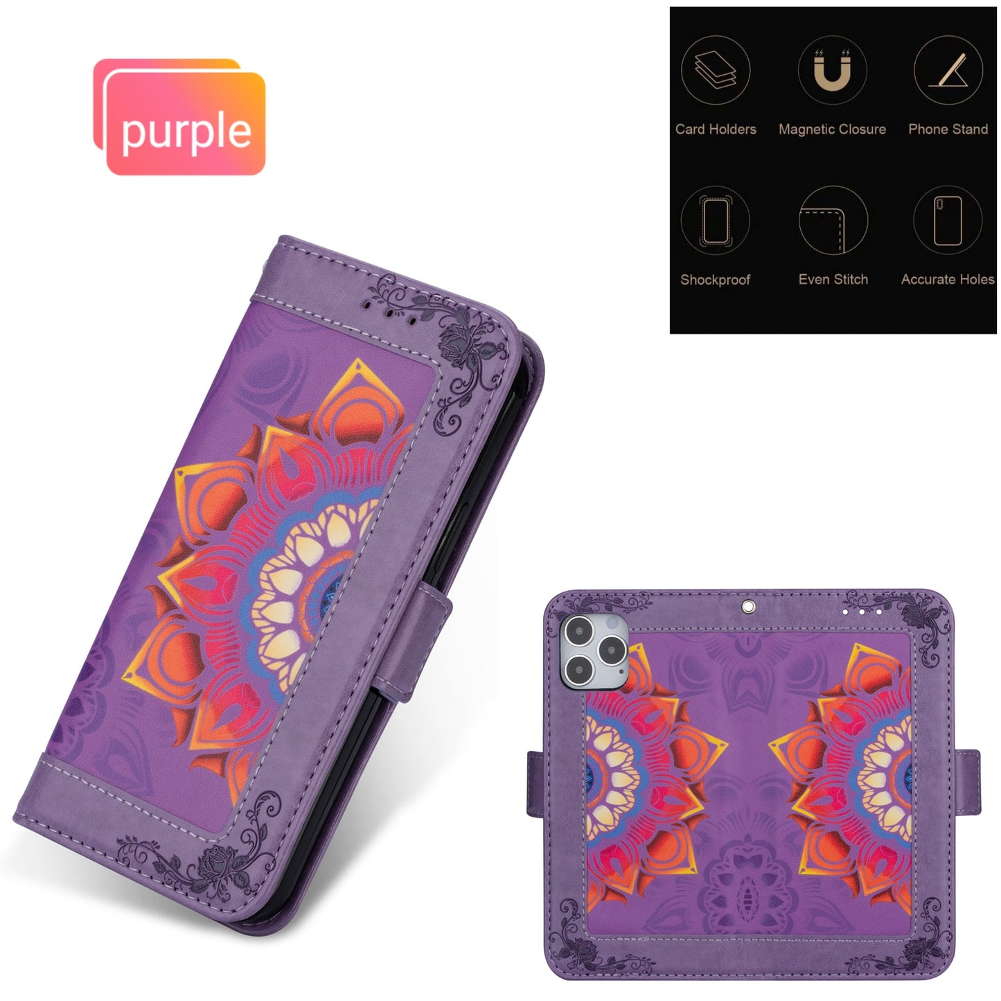 For Samsung Galaxy S20 FE/S20 Fan Edition/S20 FE 5G/S20 Fan Edition 5G/S20 Lite/S20 FE 2022 Flower Patterned PU Leather Wallet Stand Shell Cover - Purple