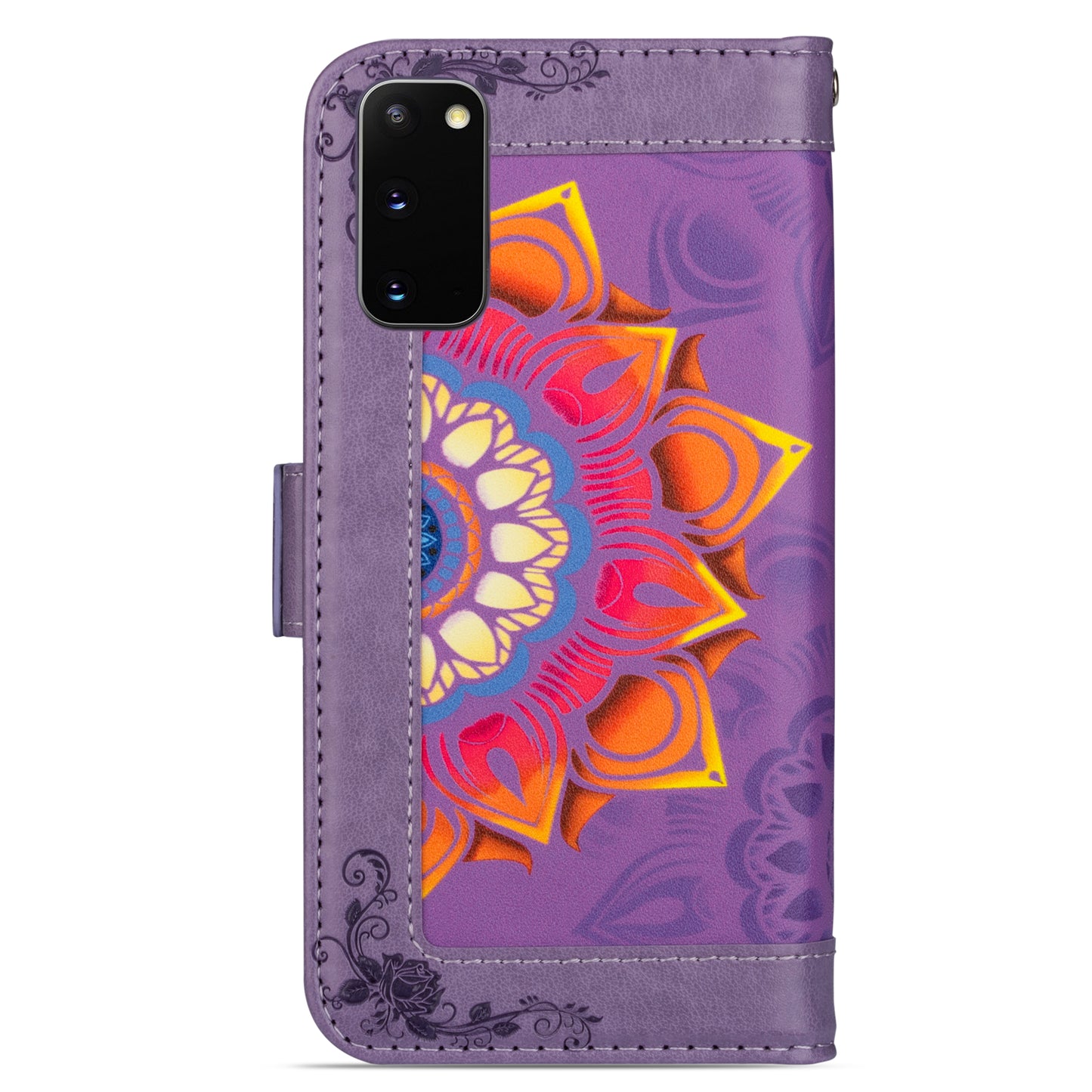 For Samsung Galaxy S20 FE/S20 Fan Edition/S20 FE 5G/S20 Fan Edition 5G/S20 Lite/S20 FE 2022 Flower Patterned PU Leather Wallet Stand Shell Cover - Purple