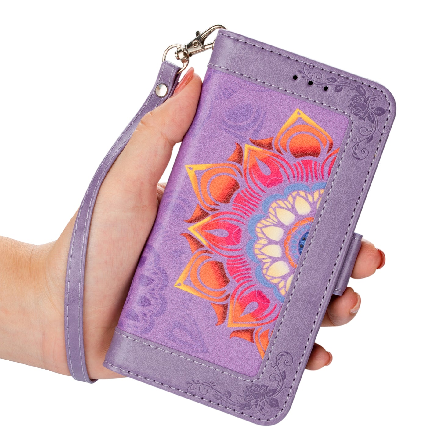 For Samsung Galaxy S20 FE/S20 Fan Edition/S20 FE 5G/S20 Fan Edition 5G/S20 Lite/S20 FE 2022 Flower Patterned PU Leather Wallet Stand Shell Cover - Purple