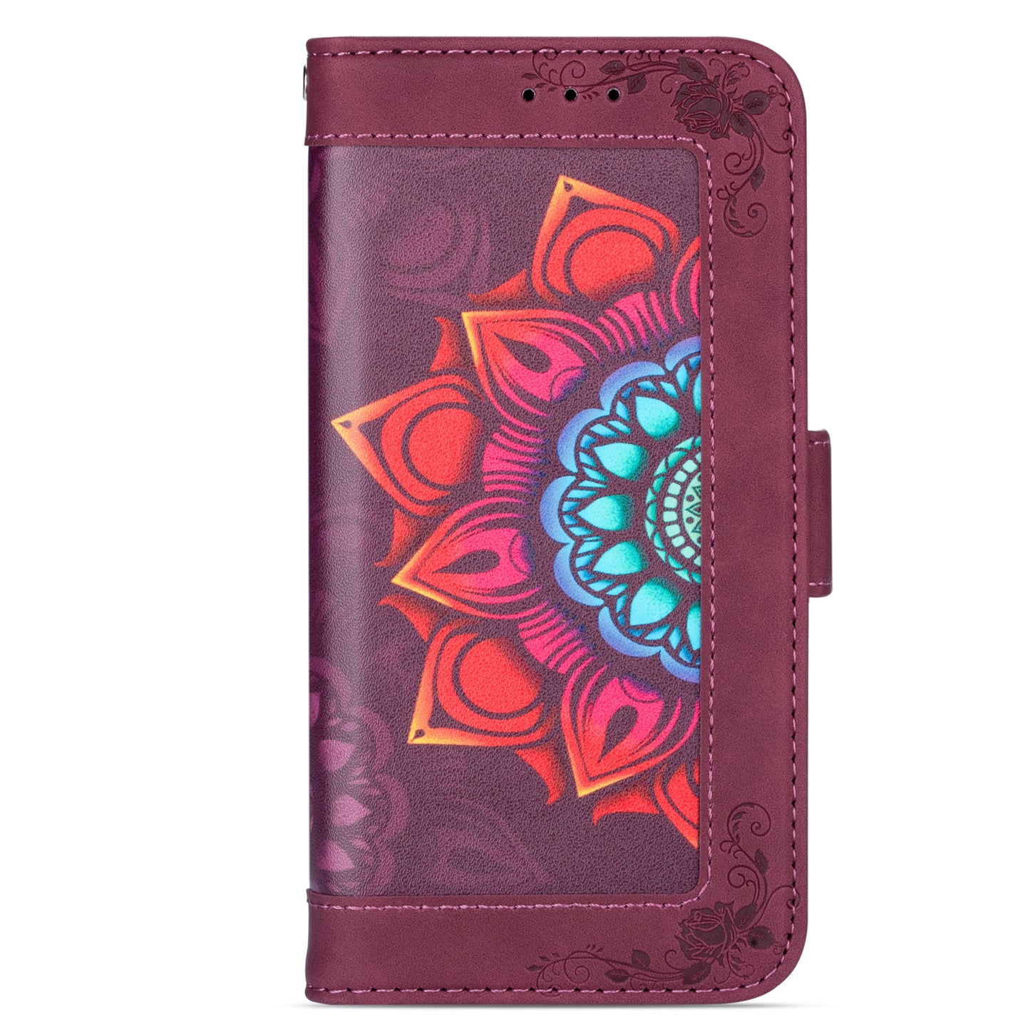 For Samsung Galaxy S20 FE/S20 Fan Edition/S20 FE 5G/S20 Fan Edition 5G/S20 Lite/S20 FE 2022 Flower Patterned PU Leather Wallet Stand Shell Cover - Wine Red