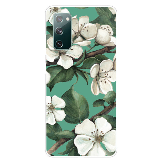 For Samsung Galaxy S20 FE/S20 Fan Edition/S20 FE 5G/S20 Fan Edition 5G/S20 Lite/S20 FE 2022 Pattern Printing IMD Soft TPU Phone Case - White Flower