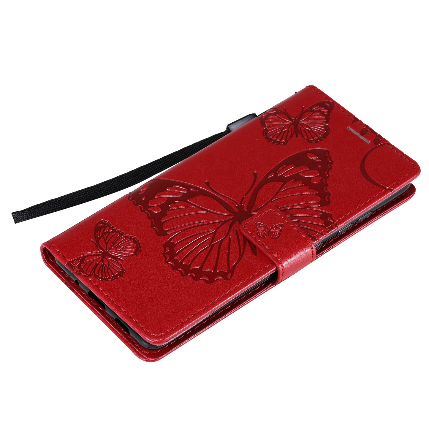 For Samsung Galaxy S20 FE/S20 Fan Edition/S20 FE 5G/S20 Fan Edition 5G/S20 Lite/S20 FE 2022 KT Imprinting Flower Series-2 Butterfly Pattern Imprinting Leather Wallet Phone Cover Case - Red