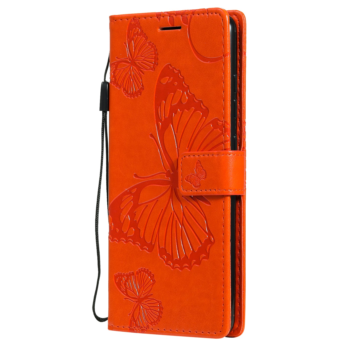 For Samsung Galaxy S20 FE/S20 Fan Edition/S20 FE 5G/S20 Fan Edition 5G/S20 Lite/S20 FE 2022 KT Imprinting Flower Series-2 Butterfly Pattern Imprinting Leather Wallet Phone Cover Case - Orange