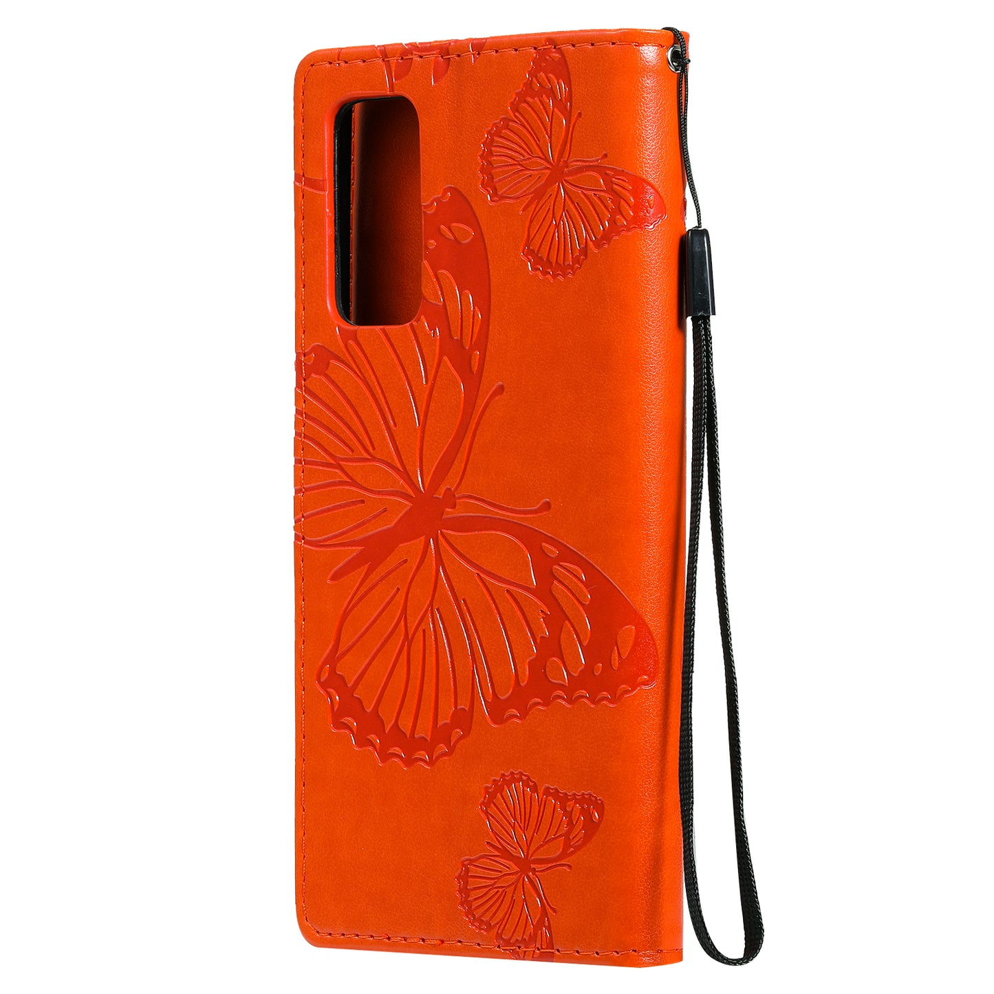 For Samsung Galaxy S20 FE/S20 Fan Edition/S20 FE 5G/S20 Fan Edition 5G/S20 Lite/S20 FE 2022 KT Imprinting Flower Series-2 Butterfly Pattern Imprinting Leather Wallet Phone Cover Case - Orange