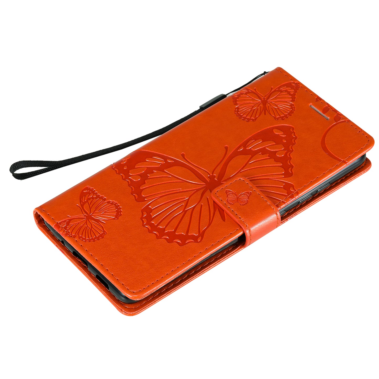 For Samsung Galaxy S20 FE/S20 Fan Edition/S20 FE 5G/S20 Fan Edition 5G/S20 Lite/S20 FE 2022 KT Imprinting Flower Series-2 Butterfly Pattern Imprinting Leather Wallet Phone Cover Case - Orange