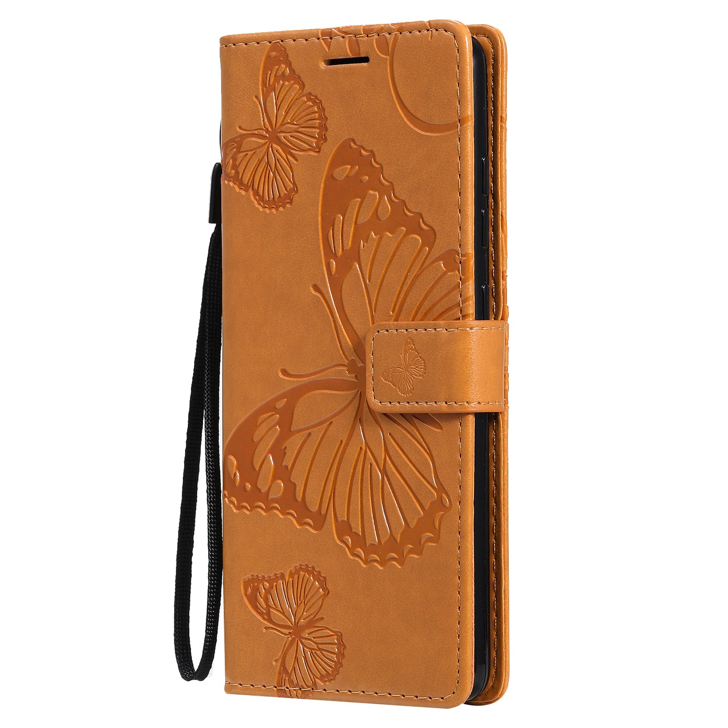 For Samsung Galaxy S20 FE/S20 Fan Edition/S20 FE 5G/S20 Fan Edition 5G/S20 Lite/S20 FE 2022 KT Imprinting Flower Series-2 Butterfly Pattern Imprinting Leather Wallet Phone Cover Case - Yellow