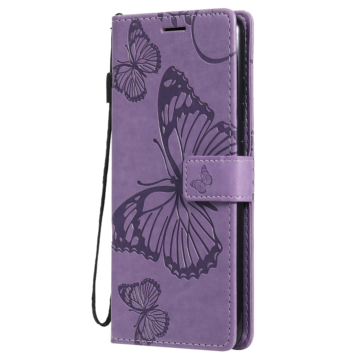 For Samsung Galaxy S20 FE/S20 Fan Edition/S20 FE 5G/S20 Fan Edition 5G/S20 Lite/S20 FE 2022 KT Imprinting Flower Series-2 Butterfly Pattern Imprinting Leather Wallet Phone Cover Case - Purple