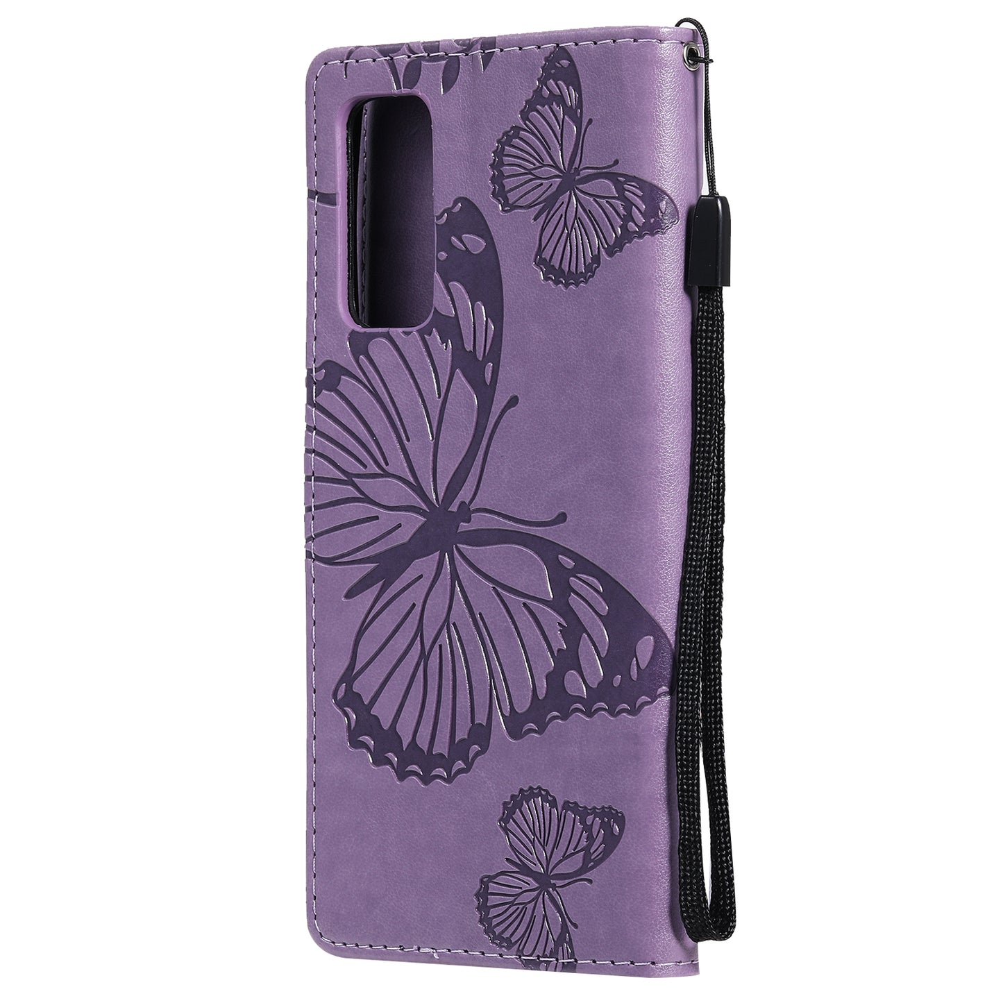 For Samsung Galaxy S20 FE/S20 Fan Edition/S20 FE 5G/S20 Fan Edition 5G/S20 Lite/S20 FE 2022 KT Imprinting Flower Series-2 Butterfly Pattern Imprinting Leather Wallet Phone Cover Case - Purple