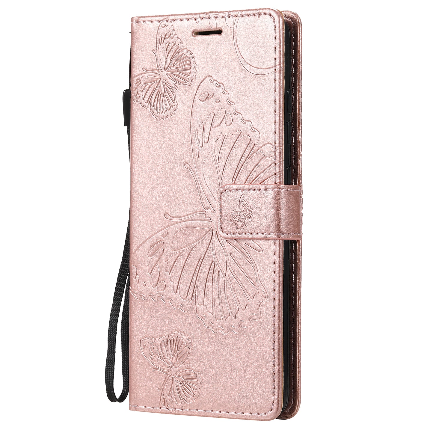 For Samsung Galaxy S20 FE/S20 Fan Edition/S20 FE 5G/S20 Fan Edition 5G/S20 Lite/S20 FE 2022 KT Imprinting Flower Series-2 Butterfly Pattern Imprinting Leather Wallet Phone Cover Case - Rose Gold
