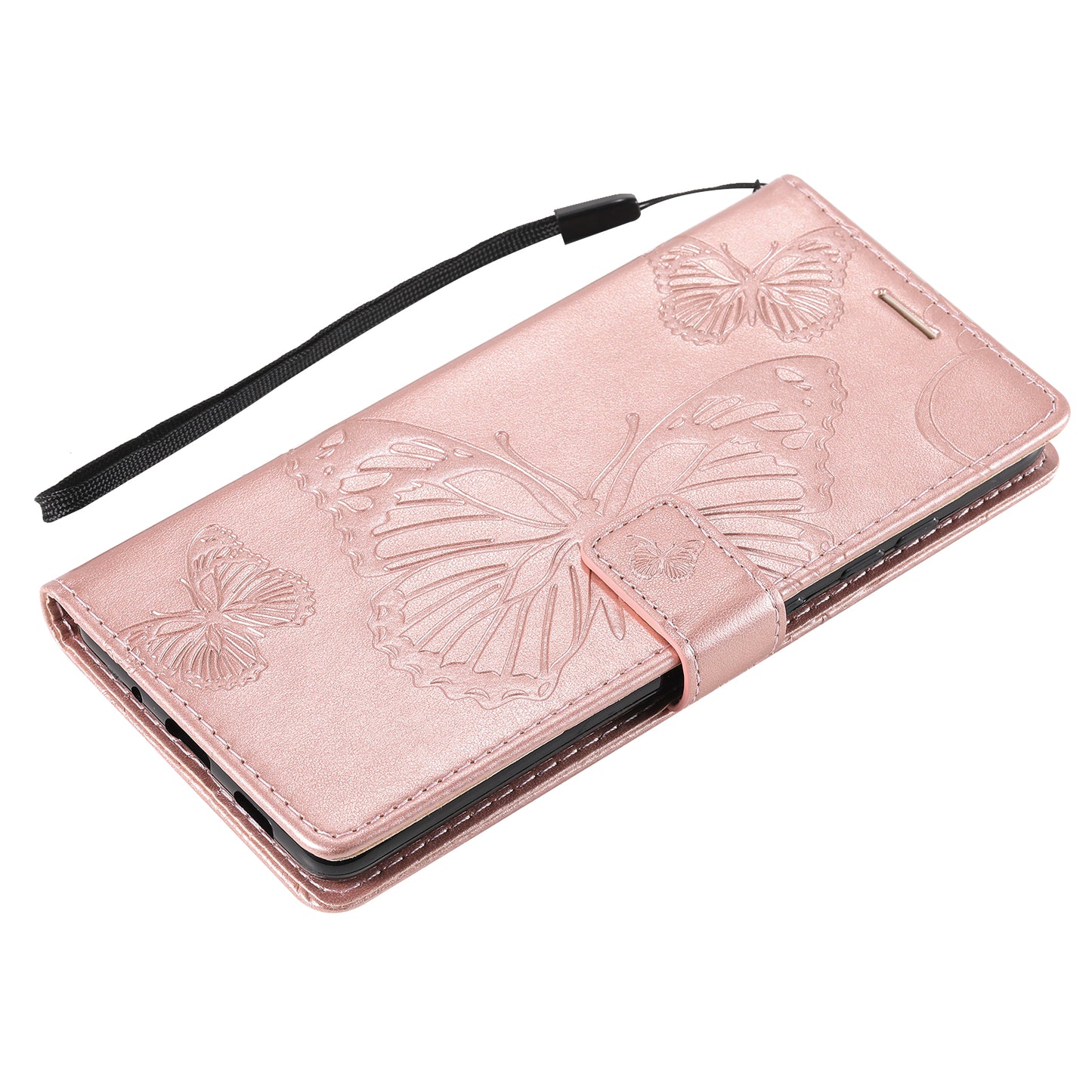 For Samsung Galaxy S20 FE/S20 Fan Edition/S20 FE 5G/S20 Fan Edition 5G/S20 Lite/S20 FE 2022 KT Imprinting Flower Series-2 Butterfly Pattern Imprinting Leather Wallet Phone Cover Case - Rose Gold