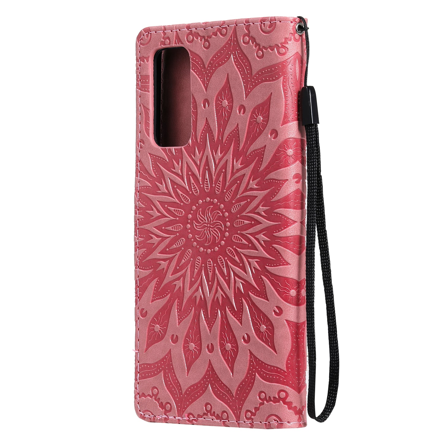 For Samsung Galaxy S20 FE/S20 Fan Edition/S20 FE 5G/S20 Fan Edition 5G/S20 Lite/S20 FE 2022 KT Imprinting Flower Series-1 Imprint Sunflower Pattern PU Leather Phone Cover Shell with Wallet and Stand - Pink