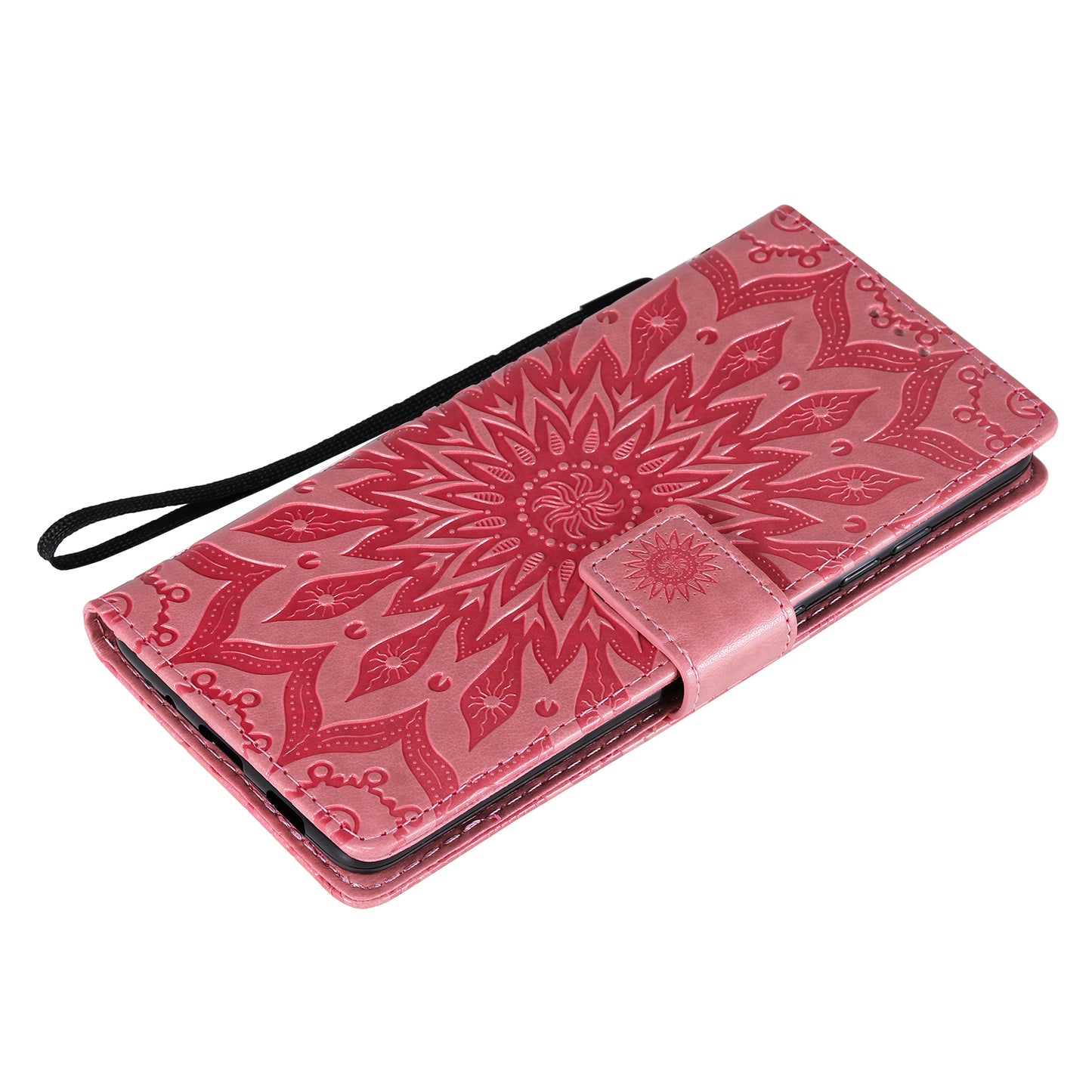 For Samsung Galaxy S20 FE/S20 Fan Edition/S20 FE 5G/S20 Fan Edition 5G/S20 Lite/S20 FE 2022 KT Imprinting Flower Series-1 Imprint Sunflower Pattern PU Leather Phone Cover Shell with Wallet and Stand - Pink