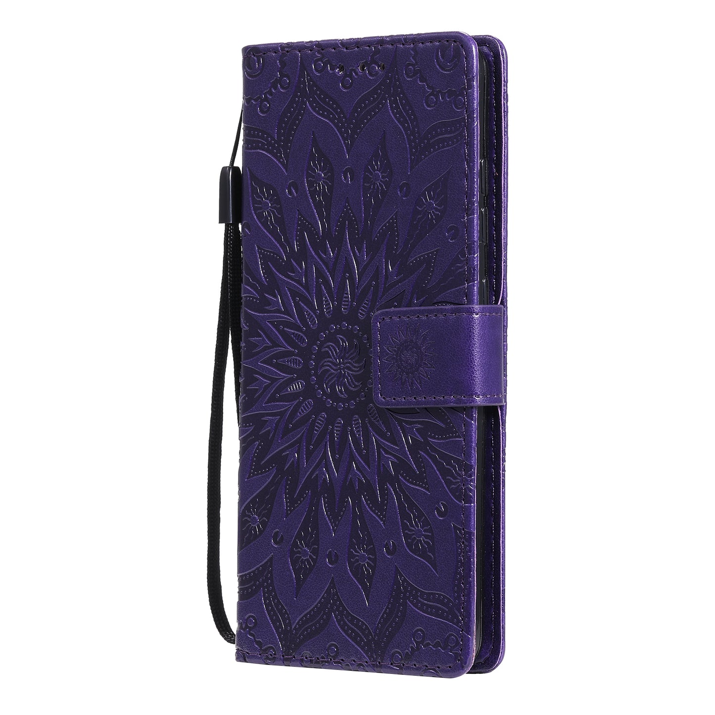 For Samsung Galaxy S20 FE/S20 Fan Edition/S20 FE 5G/S20 Fan Edition 5G/S20 Lite/S20 FE 2022 KT Imprinting Flower Series-1 Imprint Sunflower Pattern PU Leather Phone Cover Shell with Wallet and Stand - Purple